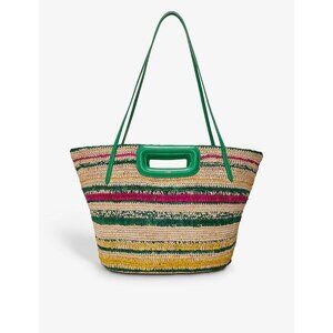 B-56. Maje Striped Basket Bag Vert Casino
